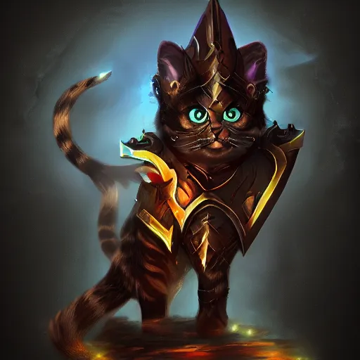 Image similar to cat paladin epic digital art, shrouded in darkness 4 k