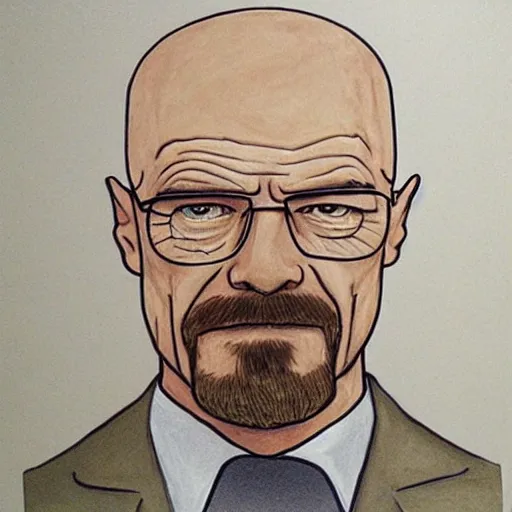Prompt: picture of Walter White drawn by a 6-year-old