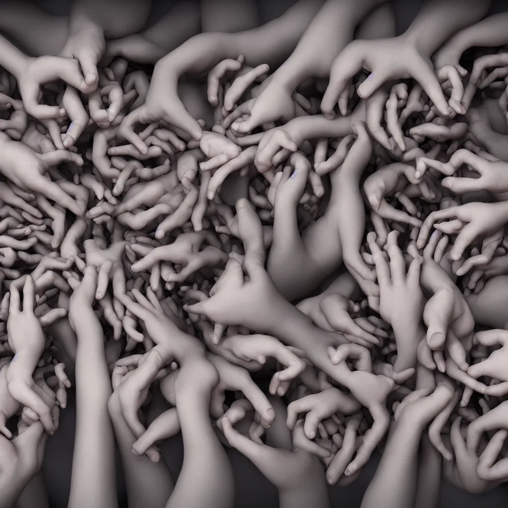 Image similar to hands holding dozens of human eyeballs, octane render, photo realistic, hyper realistic, 8 k resoluton in the style of alvin schwartz