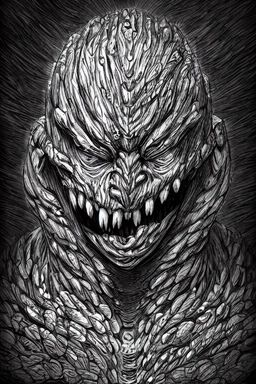 Image similar to humanoid figure banana monster, symmetrical, highly detailed, digital art, sharp focus, trending on art station, kentaro miura manga art style