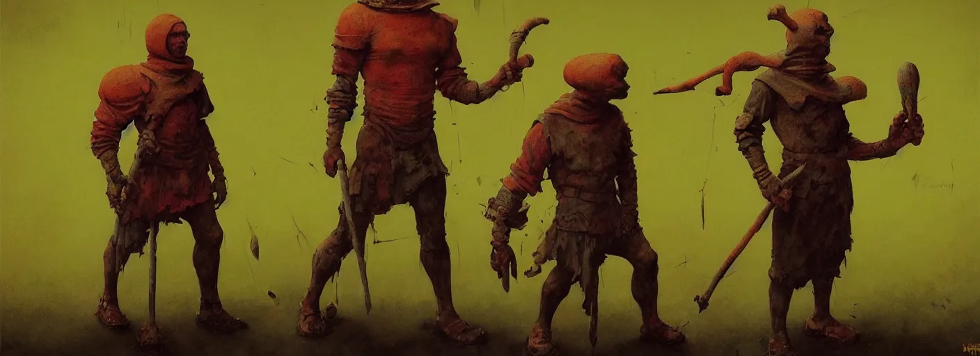 Image similar to full - body portrait surreal colorful clay fighting artstation rpg barbarian character concept art anatomy, action pose, very coherent and colorful high contrast masterpiece by norman rockwell franz sedlacek hieronymus bosch dean ellis simon stalenhag rene magritte gediminas pranckevicius, dark shadows, sunny day, hard lighting, reference sheet white! background