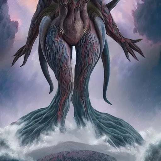 Image similar to monstrous inhuman kaiju goddess of natural-disasters as a human form trending on artstation deviantart Pinterest detailed High Resolution HD 8k