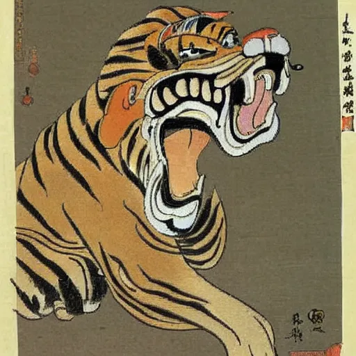 Prompt: a mighty tiger, Chinese Art