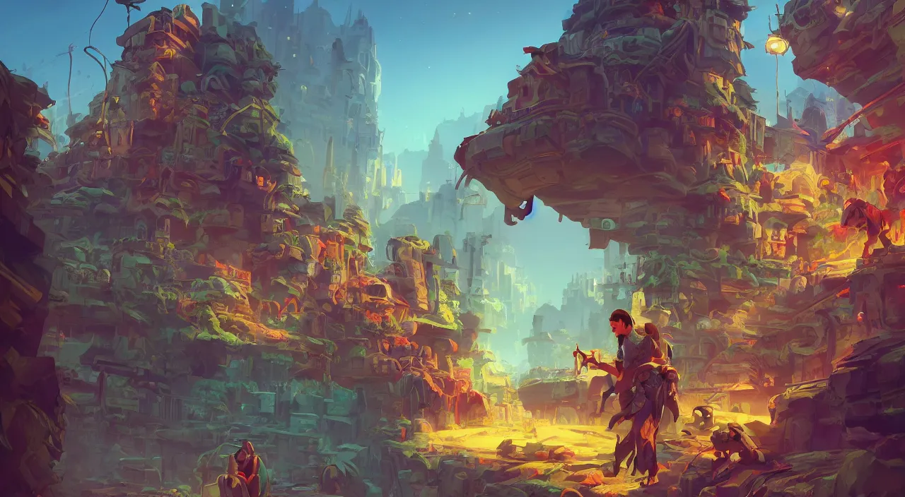 Image similar to arabian marketplace vivid tissu color fabric greeble block jungle dirt ground wood wall fortress volume lighting shine video game icon, 2 d game art gta cover, official fanart behance hd artstation by jesper ejsing, by rhads, makoto shinkai and lois van baarle, ilya kuvshinov, rossdraws