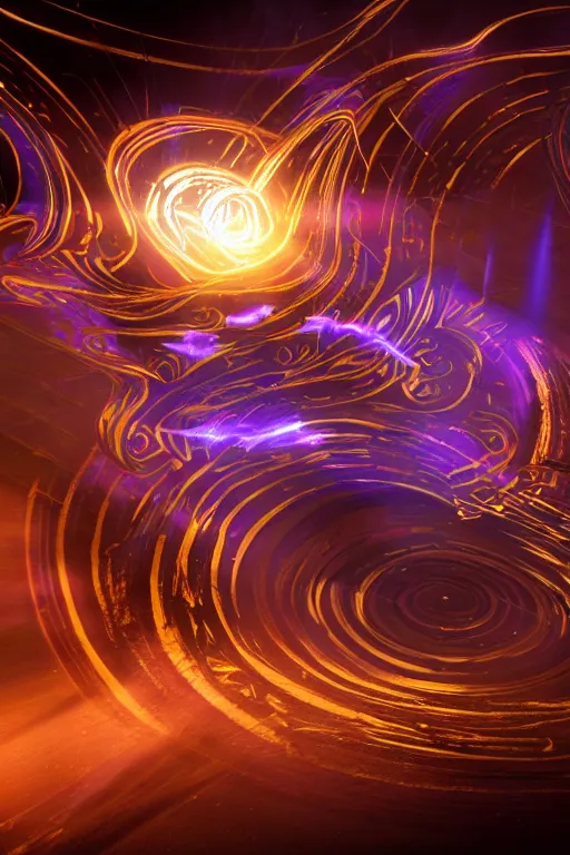 Image similar to swirling tribal light streaks and ornate flowing light streams and smooth particle effects, unreal engine