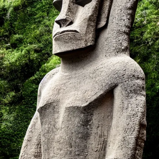 Image similar to elon musk as easter island statue