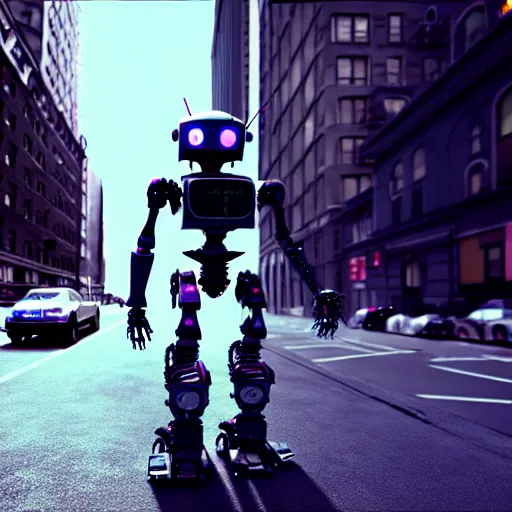 Image similar to zombie robot in nyc, photorealistic 3 d octane render, unreal engine, ultra detailed