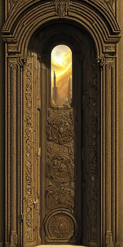 Image similar to hyper realistic ornate sci - fi double door by darek zabrocki