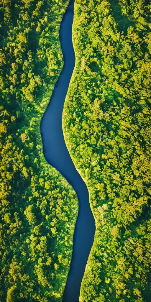 Image similar to wide!!! landscape photo of river that follows the distinct shape of a lateral human spinal!! column!!!, high detail, drone photo, golden hour, lush green vegetation, medium format