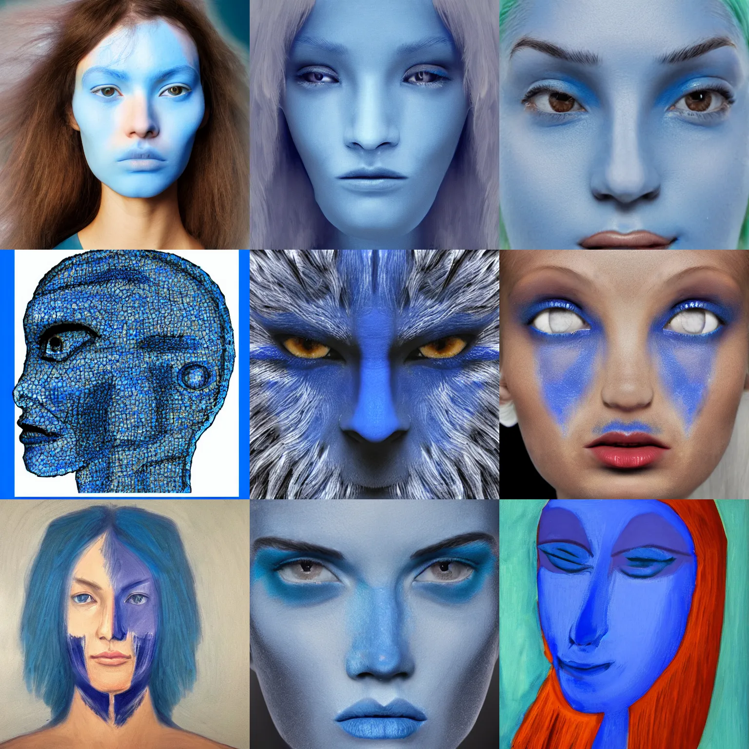 Prompt: human face blue