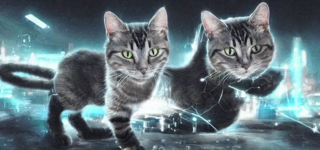 Image similar to A Cat with cybernetic enhancements