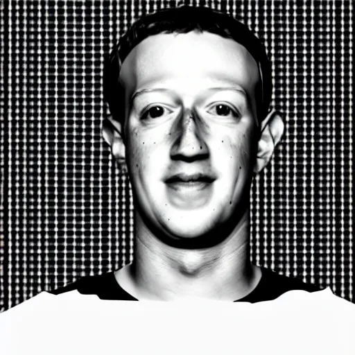 Image similar to seamless looping design of disembodied mark zuckerberg's head on striped white and black background