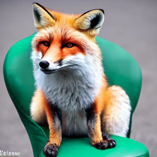 Image similar to fox sitting in a chair