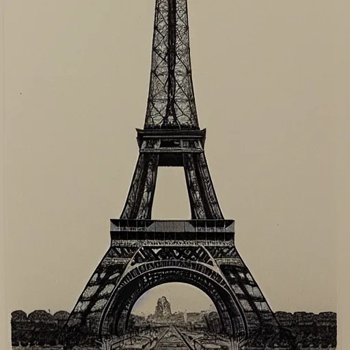 Image similar to reject design for the eiffel tower, old architect drawing