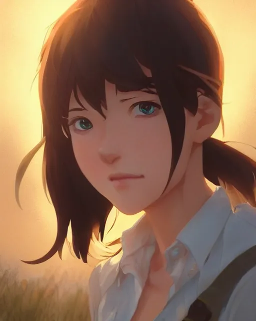 Prompt: a farmer girl making a kissy face, full shot, atmospheric lighting, detailed face, by makoto shinkai, stanley artgerm lau, wlop, rossdraws