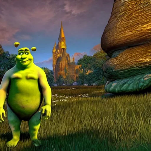 Prompt: shrek in among us game, among us graphics