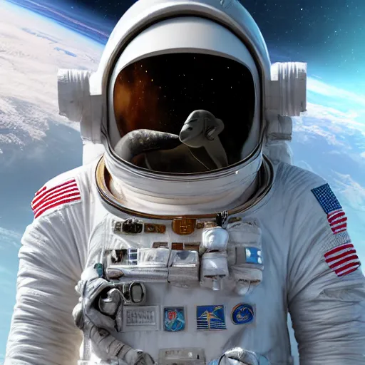 Image similar to astronaut suit in the shape of a whale, high detail shot, smoking, render, cgsociety, photorealism