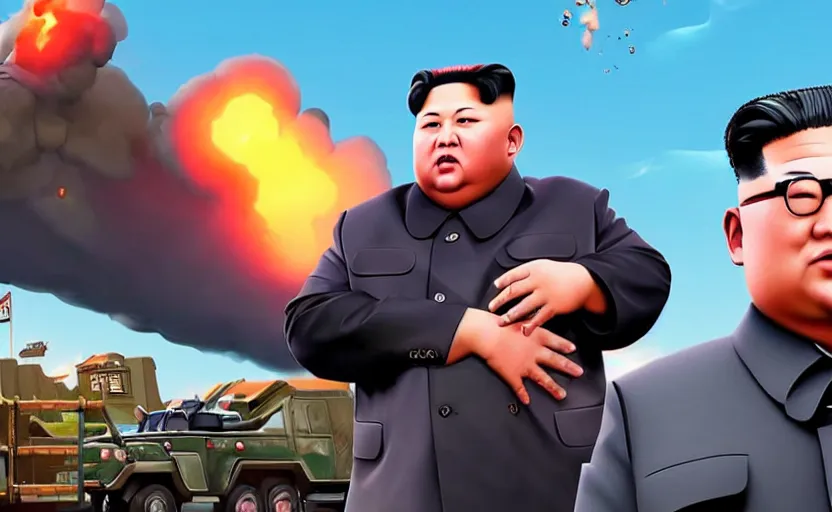 Image similar to a screenshot of kim jong un in fortnite,