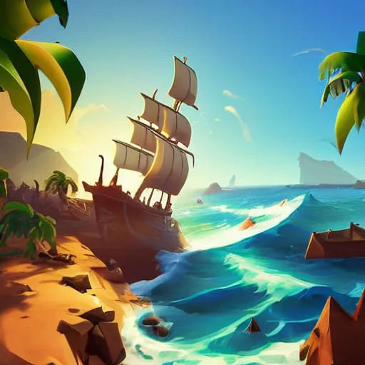 Image similar to painting treasure on sea of thieves game smooth median photoshop filter cutout vector, behance hd by jesper ejsing, by rhads, makoto shinkai and lois van baarle, ilya kuvshinov, rossdraws global illumination