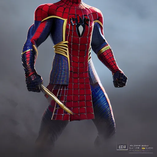 Image similar to full samurai armor spiderman , muscular, extremely detailed eyes, fantastic details full face, mouth, trending on artstation, pixiv, cgsociety, hyperdetailed Unreal Engine 4k 8k ultra HD, WLOP