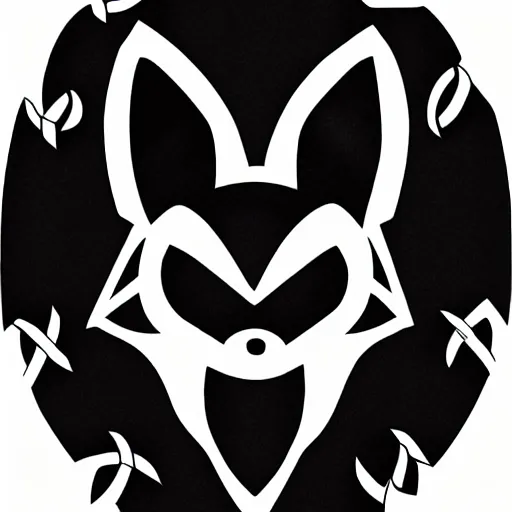 Image similar to Lucario(from pokemon) is drawn with various black lines in the Celtic style, logo design