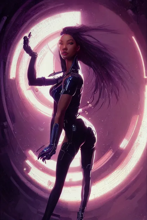 Image similar to cyberpunk Normani as aeon flux profile picture by Greg Rutkowski, dynamic pose, intricate, futuristic, fantasy, elegant, by Stanley Artgerm Lau, greg rutkowski, thomas kindkade, alphonse mucha, loish, norman Rockwell,