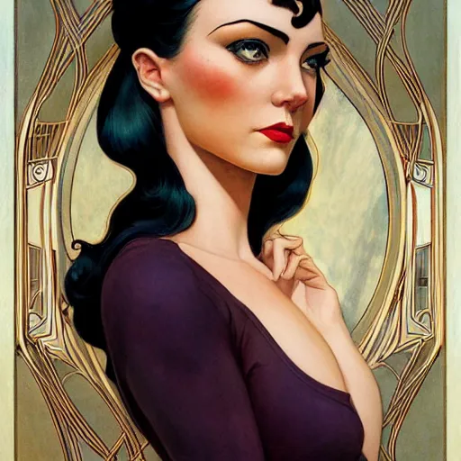 Image similar to a streamline moderne, art nouveau, multi - ethnic and multi - racial portrait in the style of charlie bowater, and in the style of donato giancola, and in the style of charles dulac. intelligent, expressive eyes. symmetry, ultrasharp focus, dramatic lighting, semirealism, intricate symmetrical ultrafine background detail.