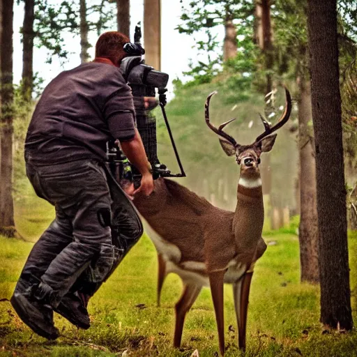 Image similar to a rocket launcher deer animal beast, huge, powerful, scary, anger, rage, canon eos c 3 0 0, ƒ 1. 8, 3 5 mm