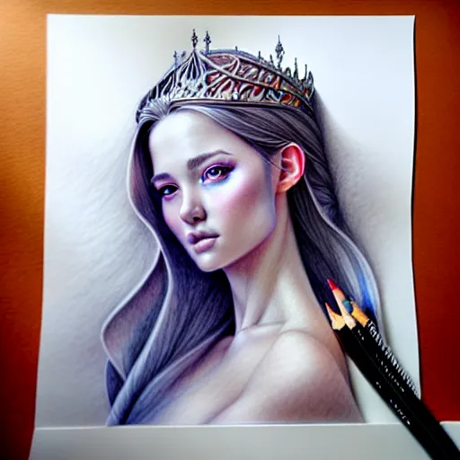 Prompt: hyper realistic pencil drawing of a fantasy princess, soft water color, full portrait, detailed, rim light, diffused, intricate, by anna dittmann