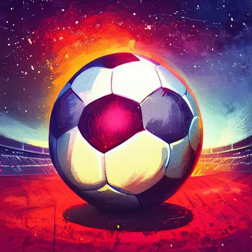 Image similar to detailed illustration of a football ball by alena aenami and annato finnstark