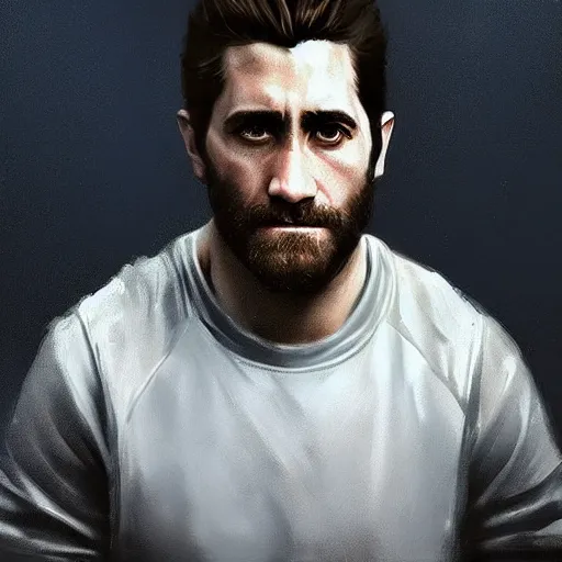 Image similar to “ portrait of jake gyllenhaal by greg rutkowski, young, attractive, highly detailed portrait, scifi, digital painting, artstation, concept art, smooth, sharp foccus ilustration, artstation hq ”