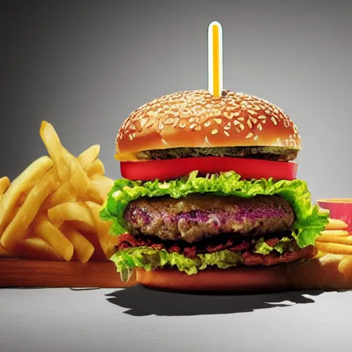 Prompt: a promotional image introducing the new mcoil a oil burger from Mcdonald's