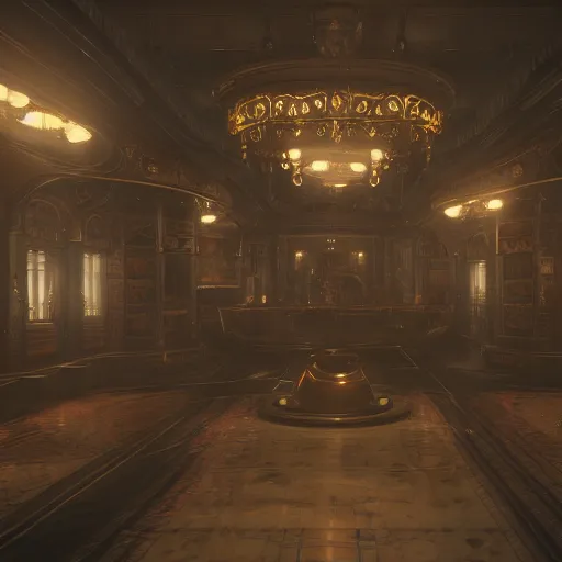 Image similar to futuristic Victorian era interior design artstation, 8k unreal engine