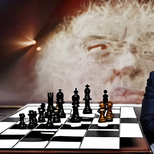 Image similar to photo of elon musk playing chess in cyberspace, 4 k