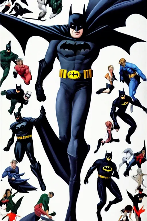 Image similar to full body batman character design by Alex Ross, white background