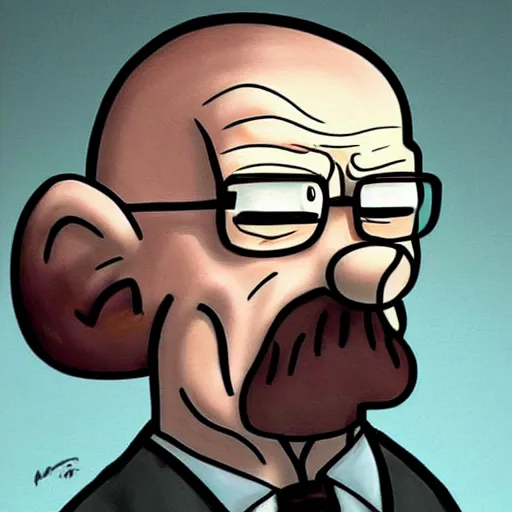 Image similar to ultra realistic portrait painting of walter white in don't starve, art by matt groening, 4 k, ultra realistic, highly detailed, epic lighting