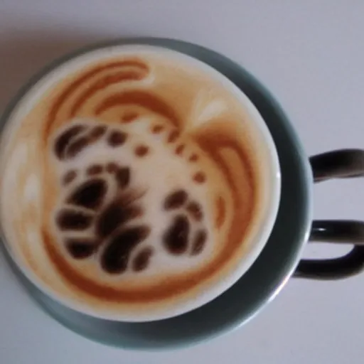 Prompt: latte art of cute kitten,