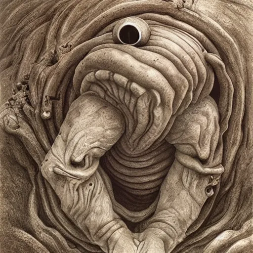 Image similar to a portrait of a tardigrade from the terrifying and incomprehensible beyond, body horror, by gerard brom, zdzisław beksinski and ansel adams