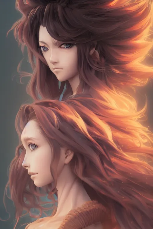 Prompt: portrait of an anime manga girl with wild big hair, straight on portrait, by artgerm, james jean, tom bagshaw, gerald brom, 4 k, smooth, hd, substance designer render, full body character concept art, symmetrical,
