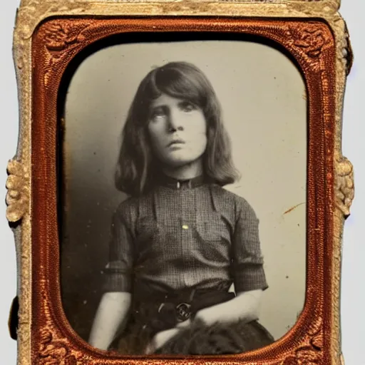 Image similar to tintype photo, girl cyclopes