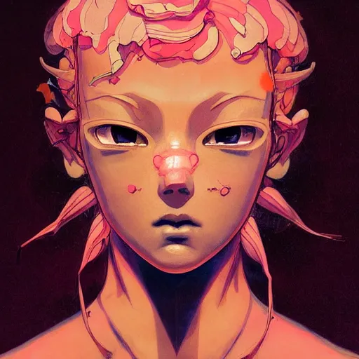 Image similar to prompt : pink and orange portrait soft light painted by james jean and katsuhiro otomo and erik jones, inspired by evangeleon anime, smooth face feature, intricate oil painting, high detail illustration, sharp high detail, manga and anime 1 9 9 9