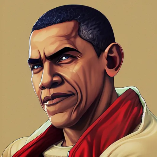 Image similar to barack obama as a street fighter character, cg animation, capcom, realistic, character select portrait, by artgerm, greg rutkowski, alphonse mucha, 3 d