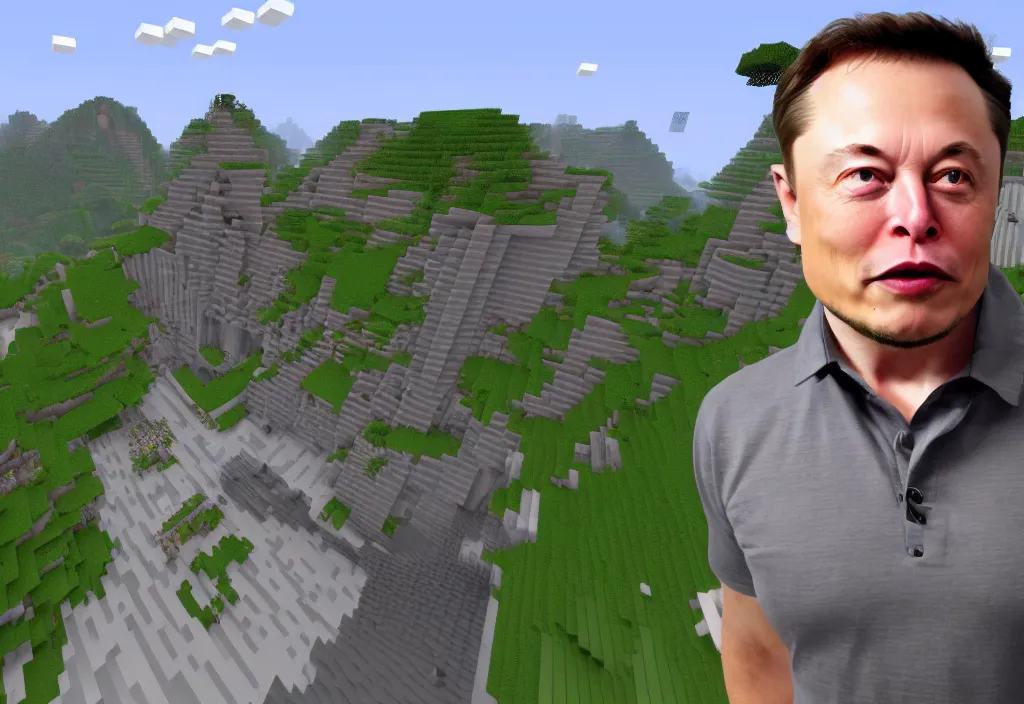 Image similar to elon musk in minecraft, elon musk in the video game minecraft, gameplay screenshot, close up, 3 d rendering. unreal engine. amazing likeness. very detailed.