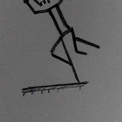Prompt: sketch of a stickman falling down the stairway to heaven