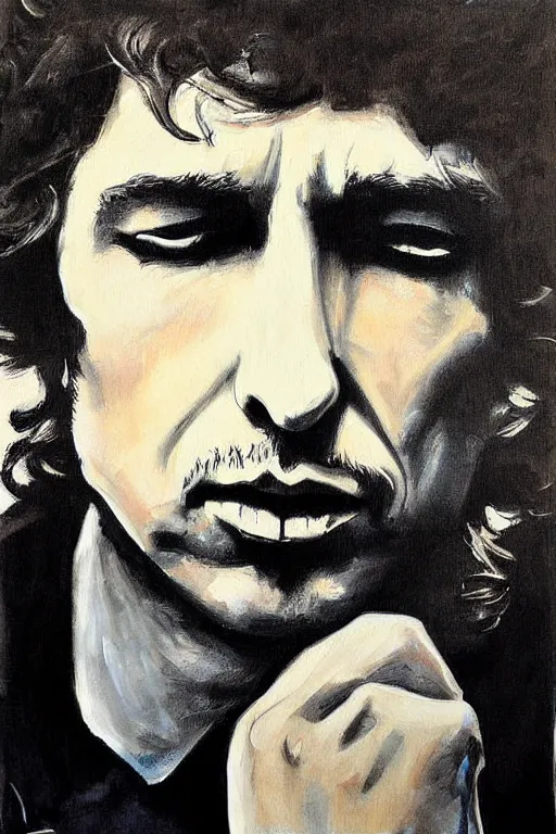 Image similar to Poster artwork, painting of Bob Dylan by Bob Dylan