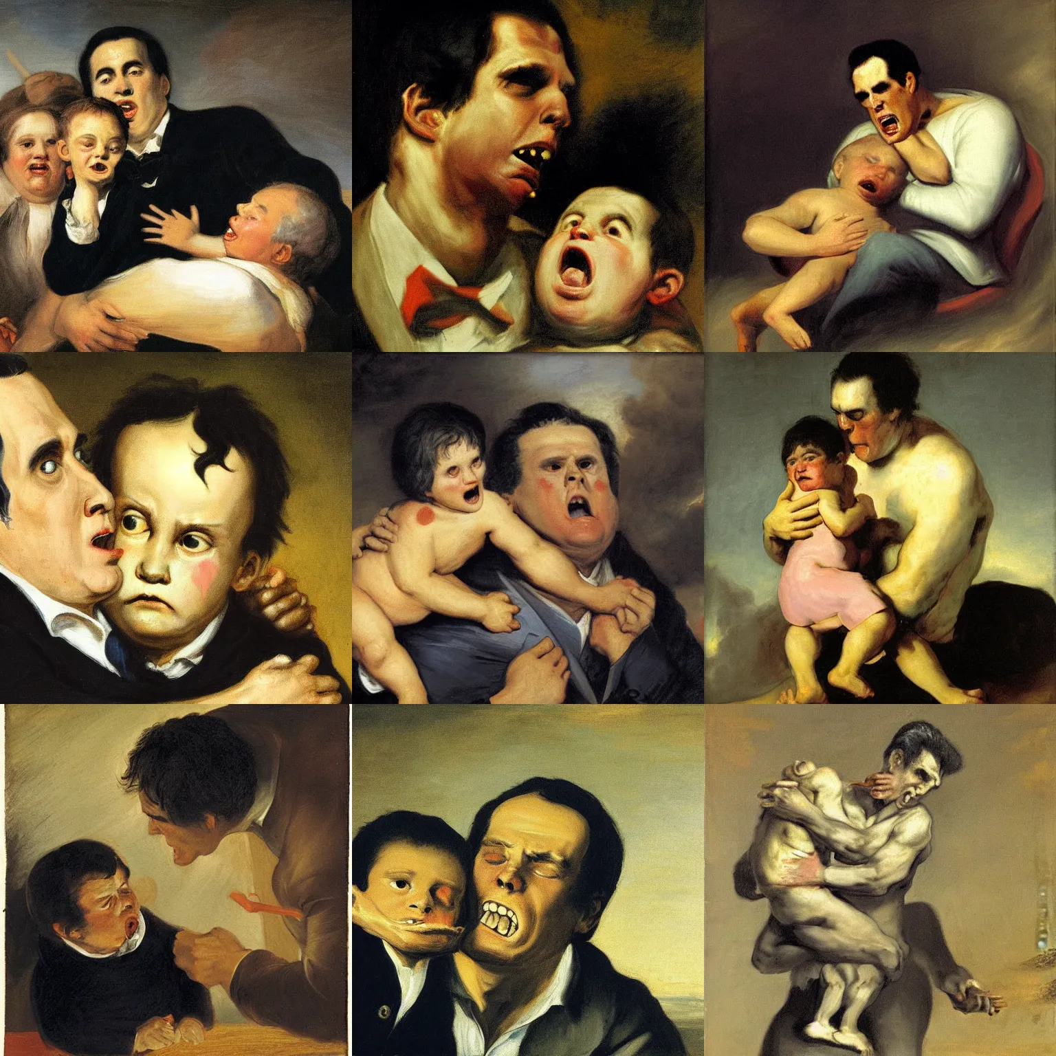 Prompt: mitt romney devouring his son by francisco goya
