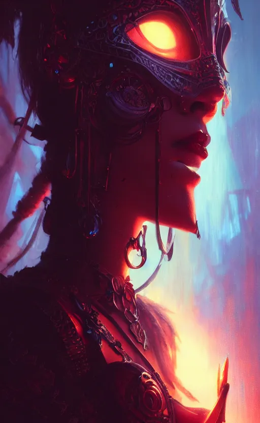 Prompt: Knight gothic girl, illustrated by Greg Rutkowski and Gaston Bussiere, 35mm lens, beautiful macro close-up imagery, vibrantly lush neon lighting, beautiful volumetric-lighting-style atmosphere, a futuristic atmosphere, intricate, detailed, photorealistic imagery, trending on artstation, 4k, 8k