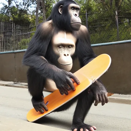 Image similar to cool ape making tricks on a skateboard