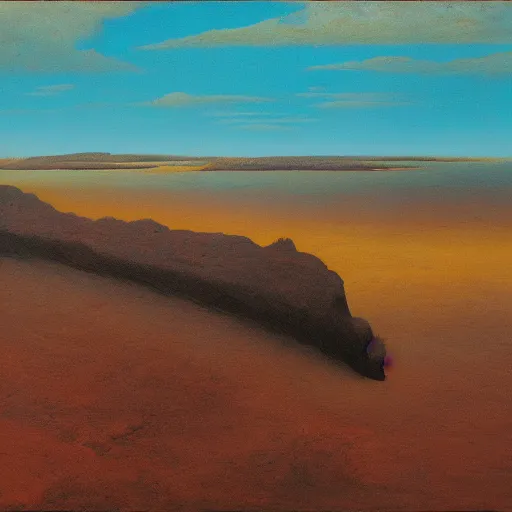 Image similar to a dark rocky landscape painted by zdzisław beksinski, 4 k