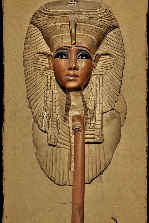 Image similar to a highly detailed beautiful portrait of a egyptian god with facial expression : happy in the style of philippe faraut.